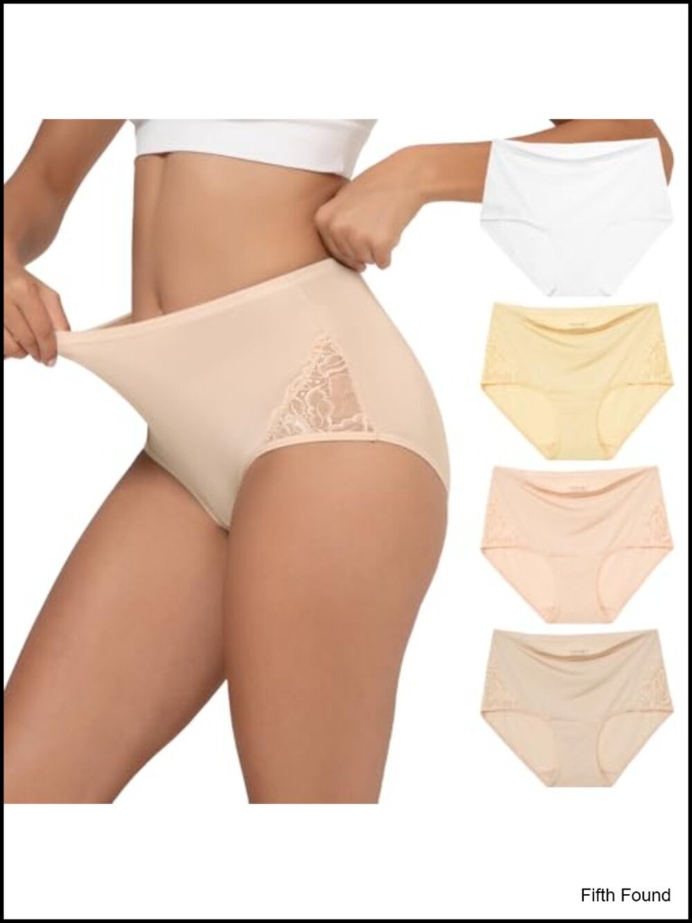 Lace Full Coverage Briefs High Waisted Nylon 4 Pack